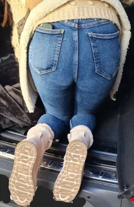 How high can she pull her jeans up?