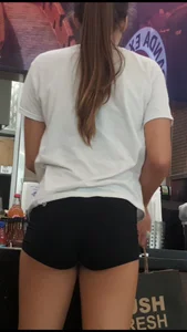 Volleyball teen in black short short spandex OC