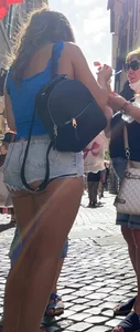 Tan Ass Cheeks in Jean Shorts