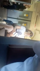 Series of candid videos in a public train, girl with sexy legs in shorts