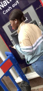 Wide hips Ebony standing in line