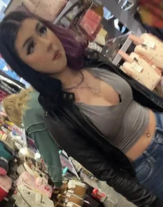 Amazing goth teen with her tits out