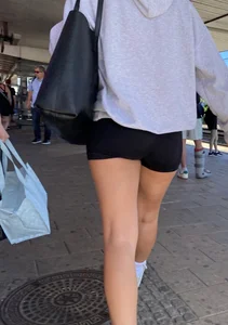 Spandex teen in train