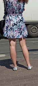 Girl in a Dress And Flats With Slim Legs Street Creepshots Collection