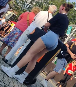 Beautiful german gym girl in babyblue TEVEO shorts