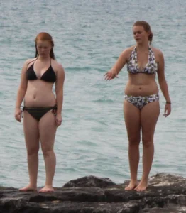 Two thick bikini teens at the beach