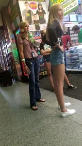 Petite white girl in tiny shorts