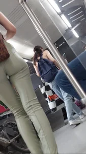 She noticed my Cam?! 2 Ukraine Girls! Latex green tight pants! Super Ass! Looking in Cam!