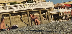 Hot Candid Girl in a Swimsuit Chilling on a Beach With Her Boyfriend Creepshots Series