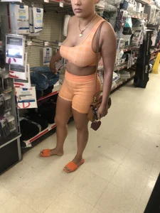 Busty, Nippy Orange 2 Piece Latina