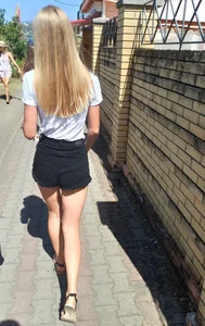 Hot and Tall Skinny Girl in Mini Shorts with Amazing Long Legs Street Creepshots