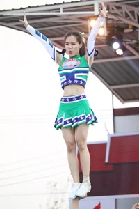 Bunch of athletic Thai cheerleaders at a competition
