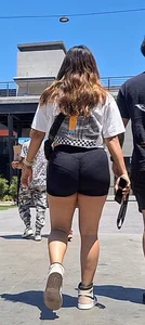 Brunette with thick legs in tight shorts, VPL [oc]