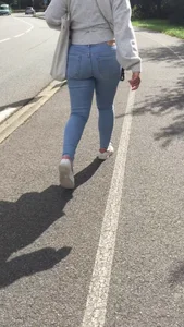 Juicy student ass in a tight pants