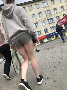 Young Girl With Hot Legs Passing By Adjusting Her Shorts Street Creepshots Series