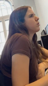 Petite Brunette College Girl In Sweatpants