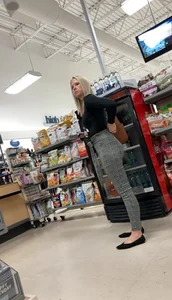 Bubble Blonde MILF Plaid Dress Pants Busted *Twice*