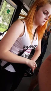Redhead Girl in Yoga Pants Bus Candids