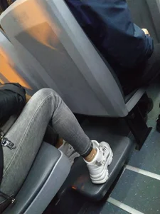 Skinny Long Legs in Tight Jeans Bus Creepshot