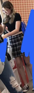 Pale Blonde in a skirt