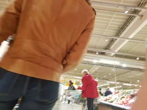 Blonde with a nice booty shopping in tight jeans