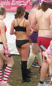 Sexy brunette in her panties for a panty run