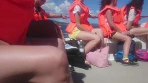 Milf in yellow shorts with vpl and a wedgie