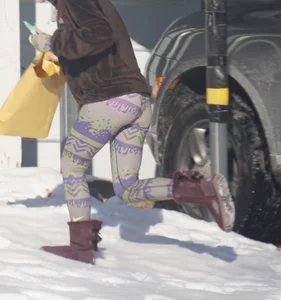 Hot teen neighbor again in tight see thru leggings with pink panties