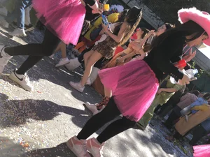 Carnival girls wearing pantyhose, spandex shorts, stockings, skirts and other outfits