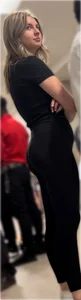 Cute petite blond wearing hot yoga pants