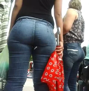 Brunette with a fat ass in tight jeans
