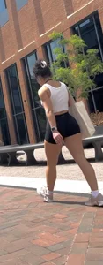 Curly Campus Brunette with amazing Bubble Butt in Tight Shorts (oc)