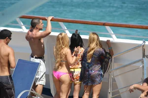 Mostly mature bikini babes on a Carnival cruise