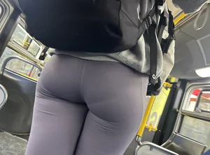 Tight ass in purple leggings