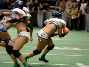 Sexy female football players with hot bodies