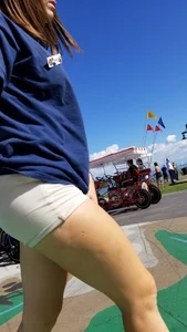 Bike rental girl in tan shorts with cute butt and great legs