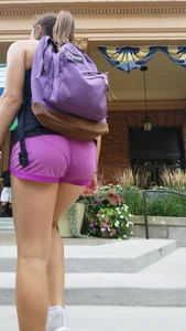 Student ass and vpl in little purple shorts