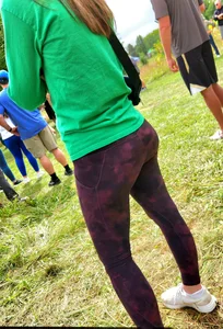Thin Milf in purple yogas (hint of VPL)
