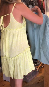 Yellow sun dress see thru thong