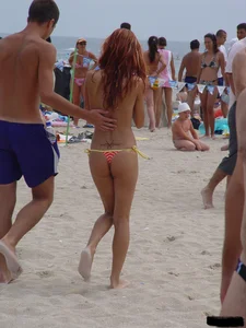 Beach voyeur girls in bikinis, thongs and topless