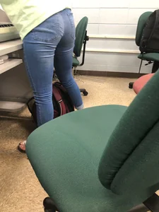 Barefoot Milf in Jeans Office Chair Creepshots