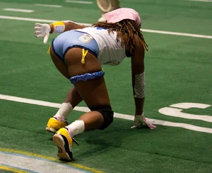Sexy female football players with hot bodies