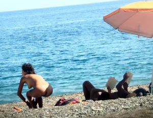 Nude beach and topless girls