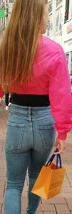 Girl in good tight jeans