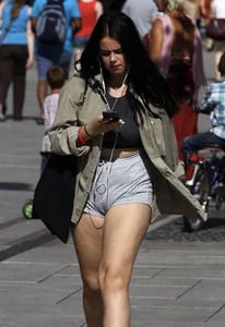 Chubby Legs and Cameltoe Shorts Street Creepshot