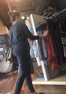Cute Chubby Girl in Tights Store Candid Photos