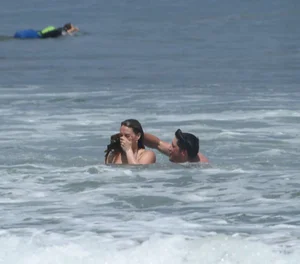 Hilary Duff in purple bikini in Malibu with a great ass and hard nipples
