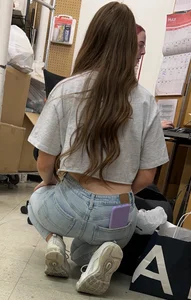 Redhead squatting and working part 22 (oc)