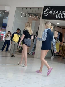 Incredible blonde beauty at mall