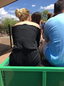 Blonde bending over in black shorts with vtl
